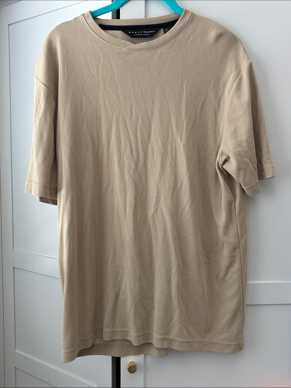 Men's Beige Short Sleeve Crewneck Tee